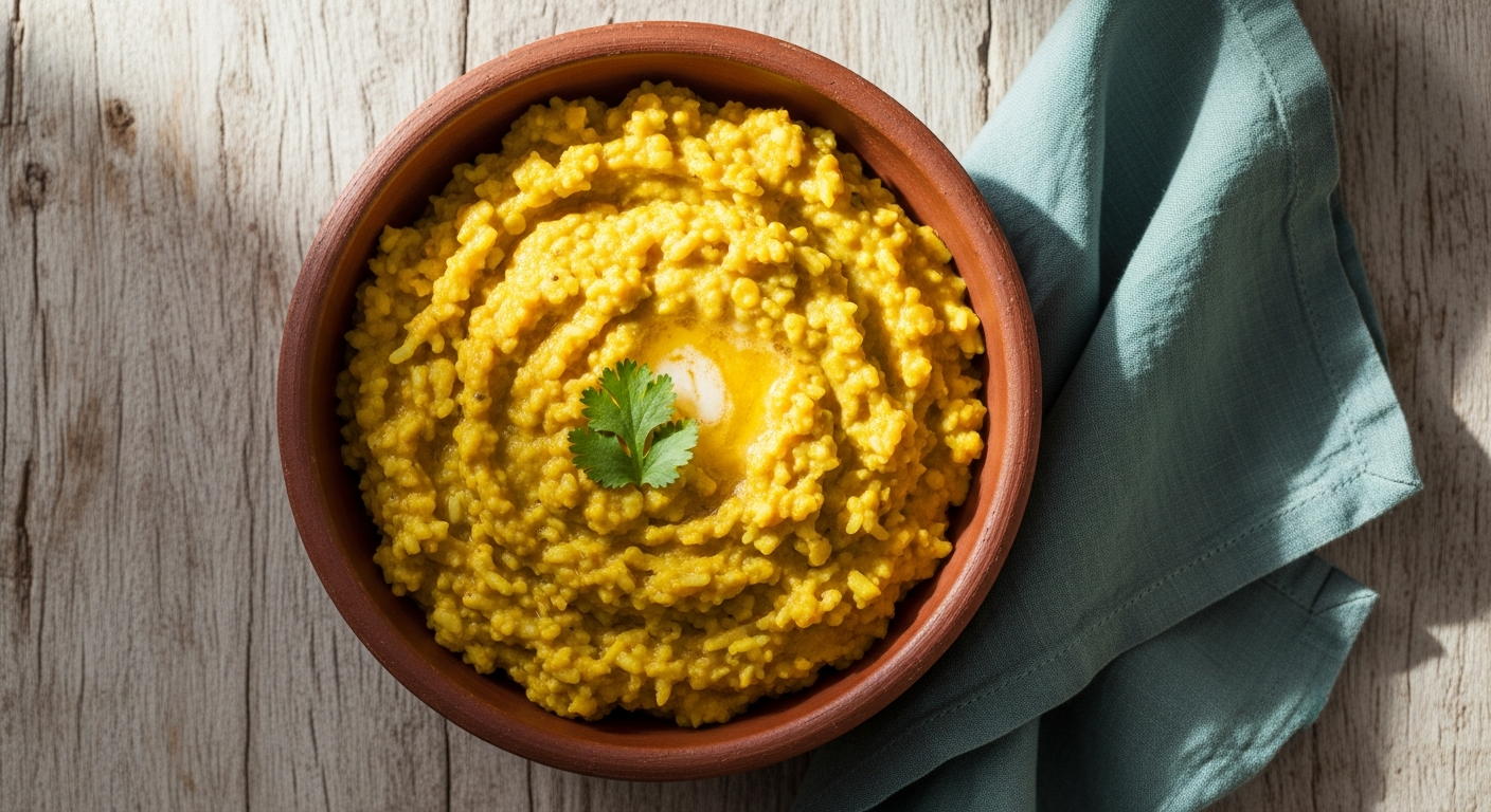 Indian vegetarian comfort food - khichdi in a bowl