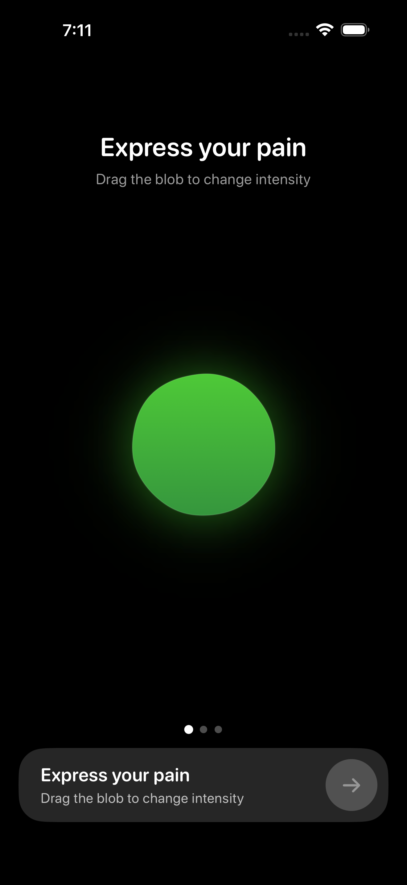 Pain tracking screen