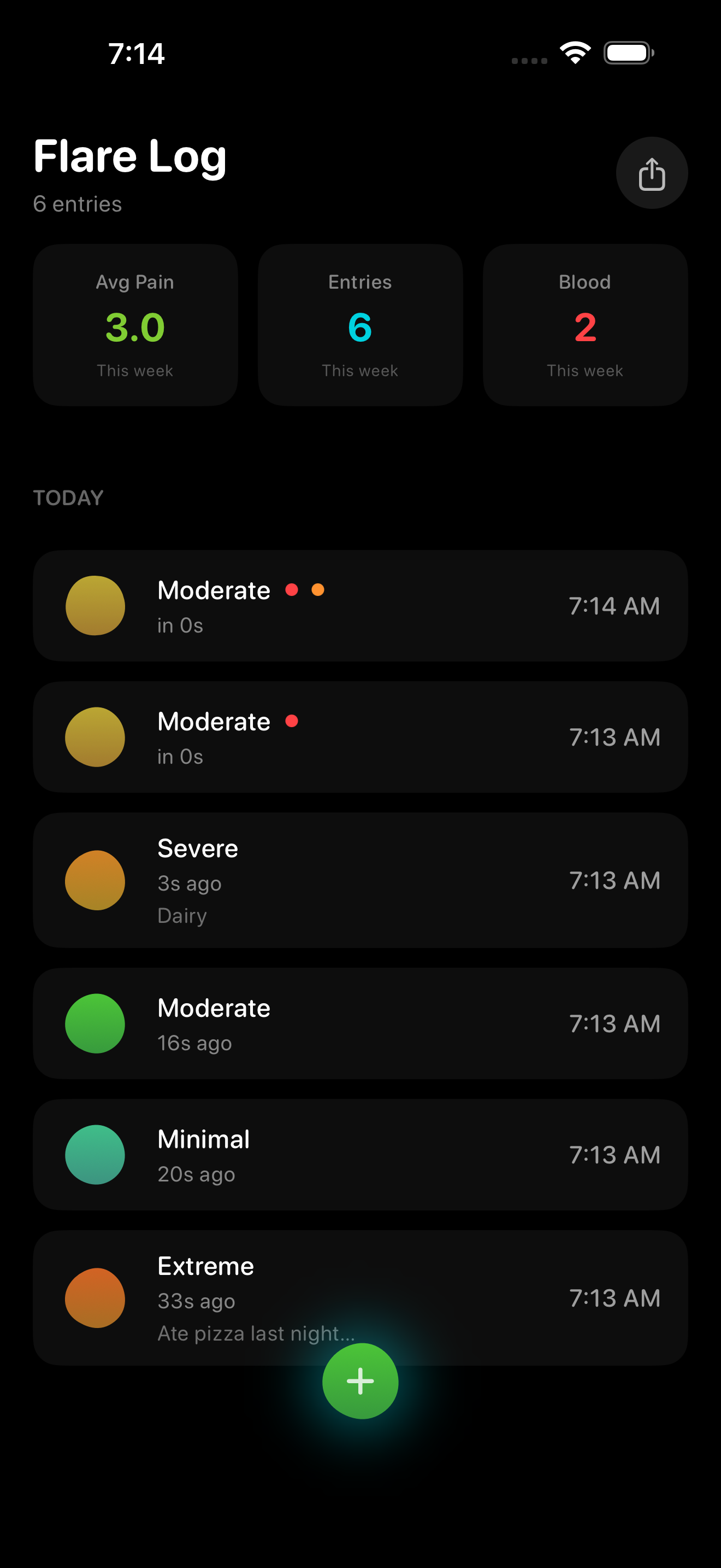 Flare Log App - Track your IBD symptoms
