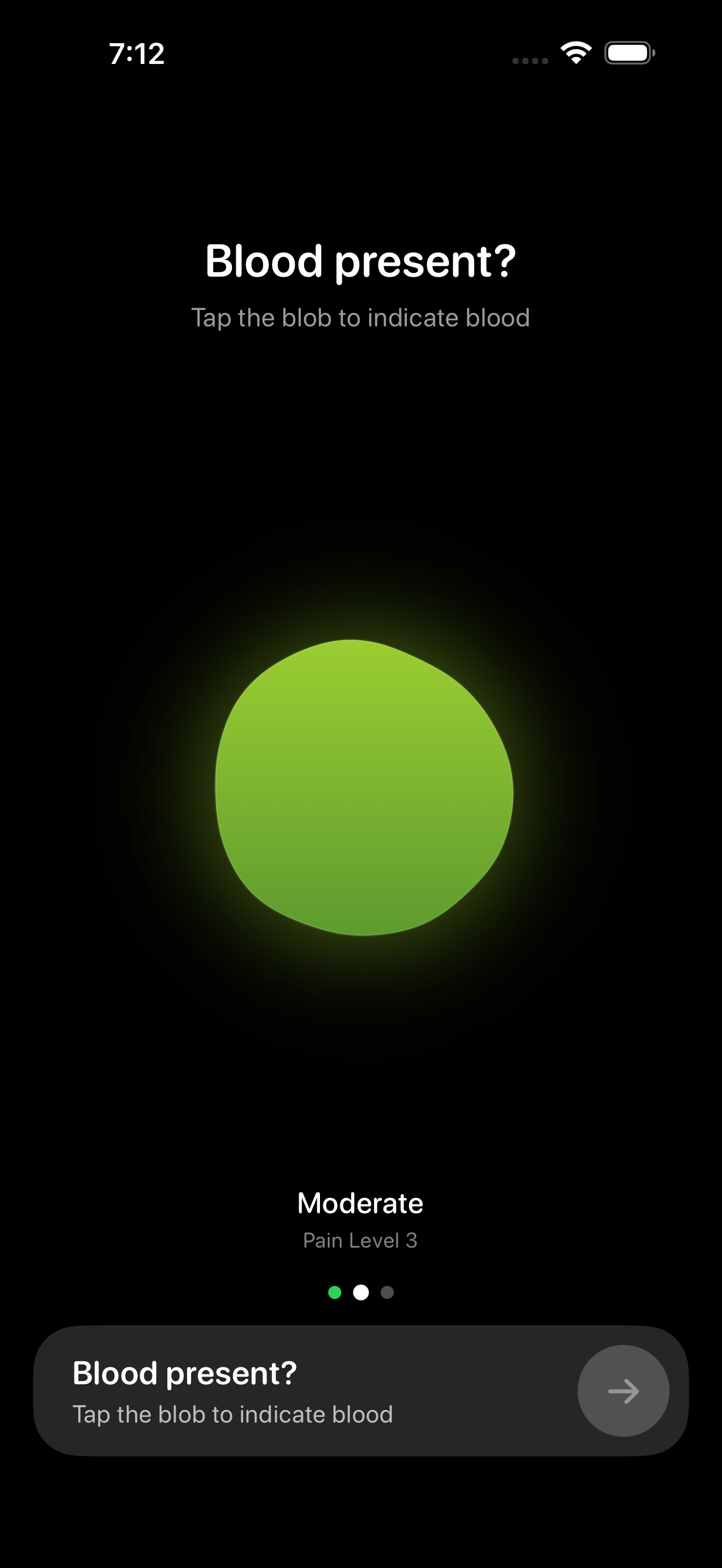 Blood tracking screen